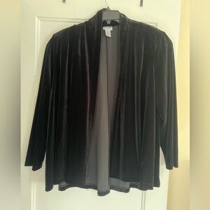 Black Velvet Cardigan Open Front Womens Size 18/20 Holiday Party Jacket